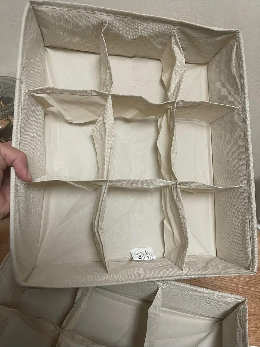 9-Compartment Fabric Storage Organizer - Cream